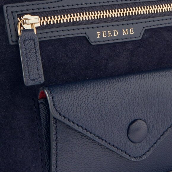 Anya Hindmarch Multi-Pocket Satchel Shoulder Bag – Navy Suede with Frog Eyes 👀 - Picture 8 of 12
